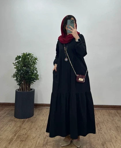 پیراهن مانتویی بلند لینن آیسو