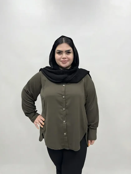 شومیز سایز بزرگ زنانه ژاکلین دکمه دار