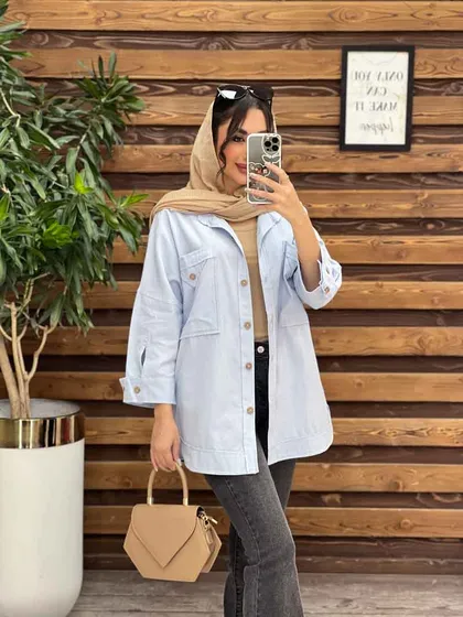 مانتو شومیزی سر جیب مثلثی