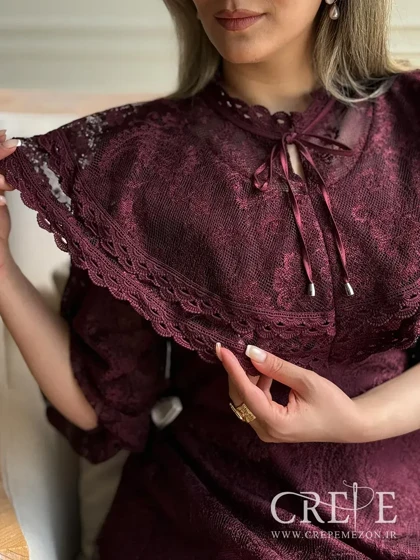 پیراهن گیپور جلو چین