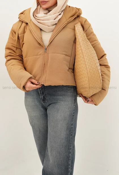 کاپشن کوتاه کتان کج راه کد1004769