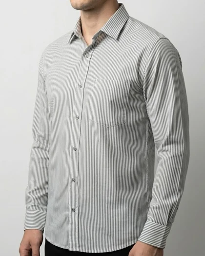 پیراهن مردانه راه راه آستین بلند نخ پنبه 618