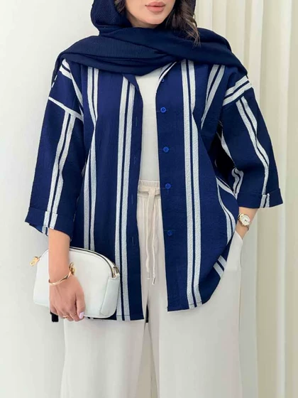 شومیز آستین پاکتی طرح راه راه