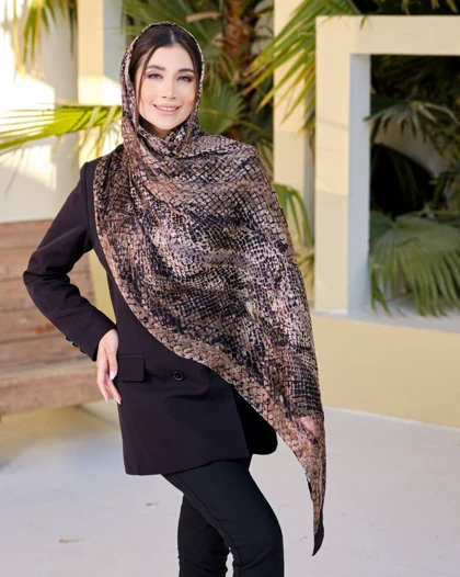 شال ابریشم میله ای پوست ماری 20272