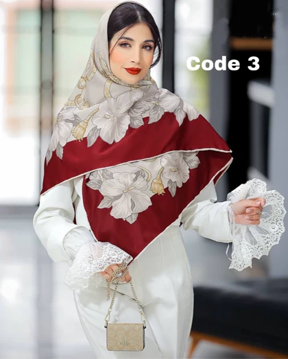 روسری ابریشم توییل دست دوز 3709