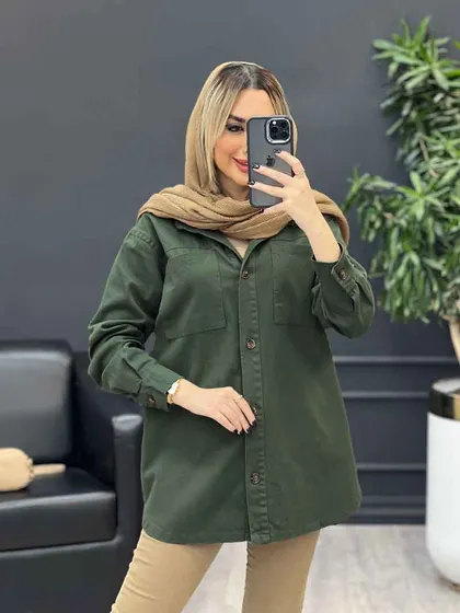 مانتو جلو دکمه دو جیب