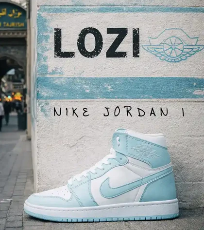 کفش کتانی ساق‌دار مردانه و زنانه آبی سفید NIKE jordan 1 مدل 7903