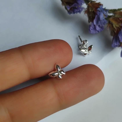 گوشواره زنانه نقره عیار 925 طرح پروانه (Butterfly) - ضد حساسیت