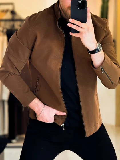 کت چرم قهوه ای A01