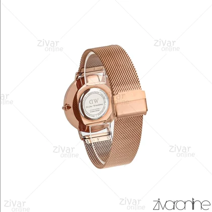 ساعت دنیل ولینگتون مردانه رزگلد بند حصیری صفحه سفید خطی 107042