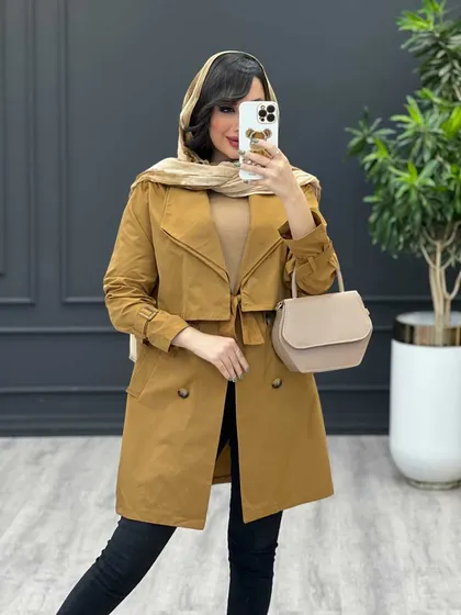 بارانی چهاردکمه یقه دوبل