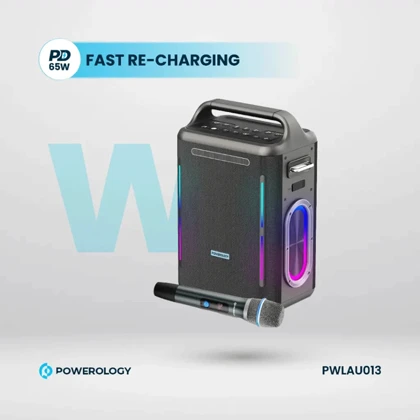 اسپیکر بلوتوثی با میکروفون کارائوکه پاورولوژی PWLAU013