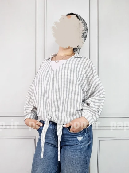 شومیز جلوبسته لمه دار جلو گره‌ای