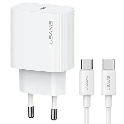 شارژر دیواری یوسامز USAMS مدل CC226 توان 20 وات با کابل Type-C طول 1m