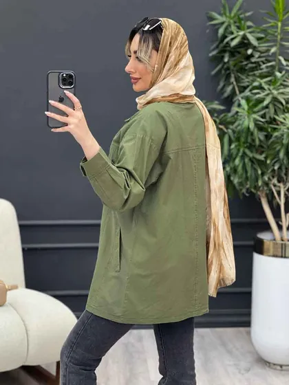 مانتو لینن چهار جیب برش‌دار