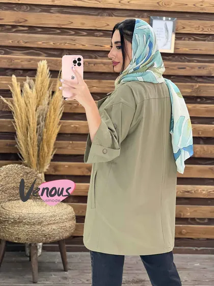 مانتو لینن کتی آستین دکمه