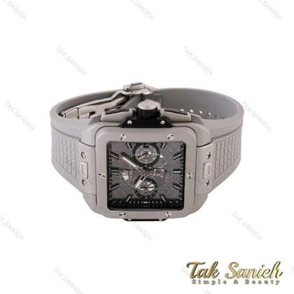 ساعت هابلوت مردانه مربعی سه موتوره طوسی پشت شیشه ای Hublot-4997-G
