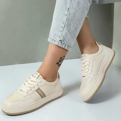 کفش کتانی ونس زنانه مدل فشیون fashion رنگ کرم