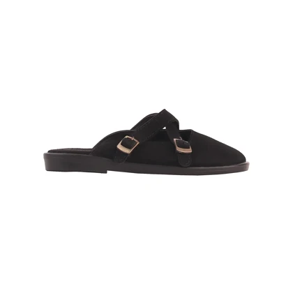 صندل زنانه پشت‌باز دو سگک_مشکی کد 1999