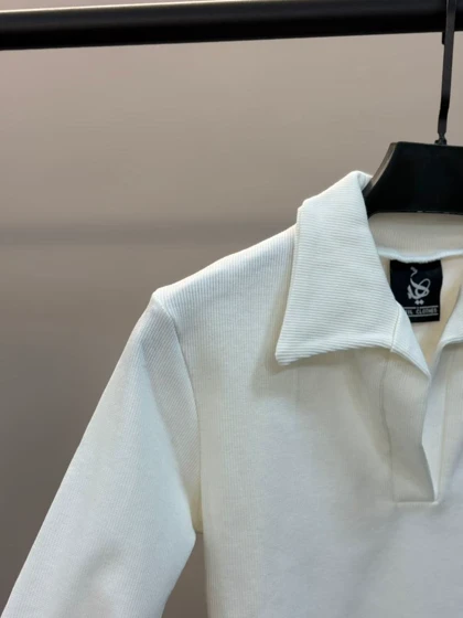 کراپ یقه دار استین بلند 1698