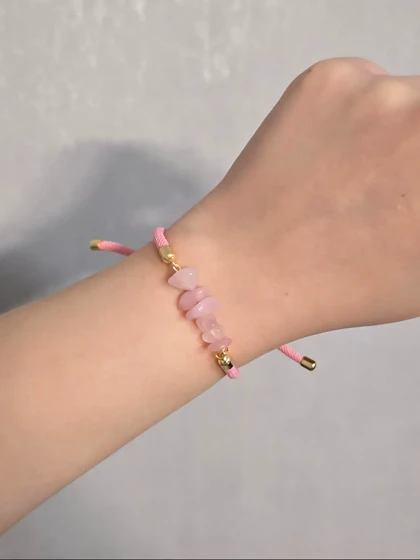 دستبند و گردنبند با سنگ رز کوارتز اصل و نقره