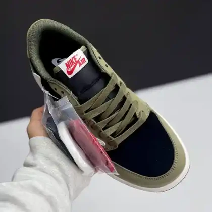 کفش نایک ایر جردن وان لو تراویس اسکات بلک الیو Nike Air Jordan 1 Low Travis Scott Black Olive