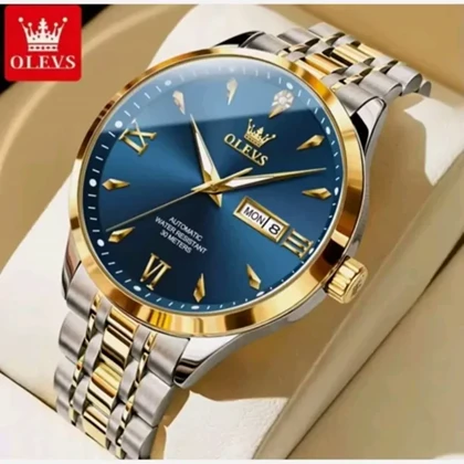 ساعت مچی مردانه آلوزOLEVSبند استیل نقره ای طلایی خاص وجذاب