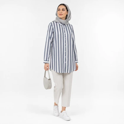مانتو زنانه اسپرت راه راه کد 113
