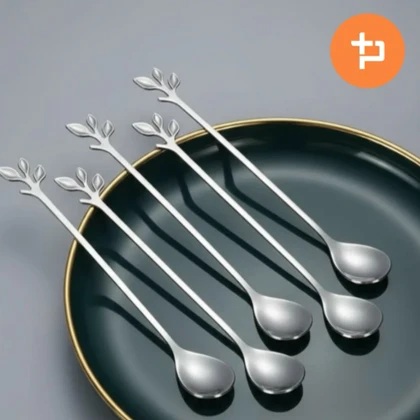 قاشق شربت خوری بلند طرح برگ سیلور