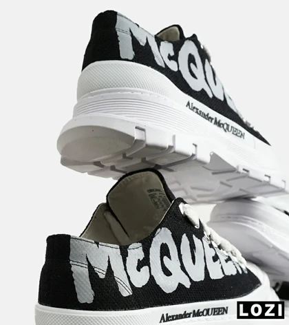 کفش کتانی نیم ساق سفید مشکی Alexander McQueen