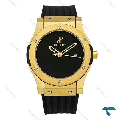 ساعت هابلوت مردانه صفحه مهندسی طلایی مشکی Hublot-7363-G