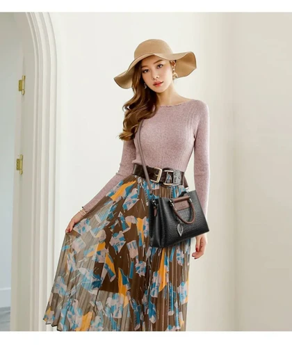 کیف کروکودیلی مات کانگورو دسته قهوه‌ای