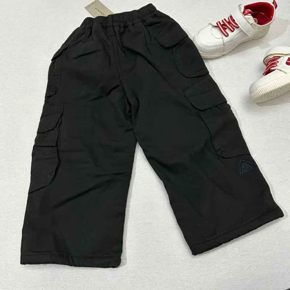 شلوار بگ کتان لاینردار بچه گانه مشکی