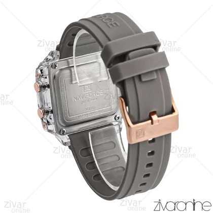 ساعت اورجینال ناوی فورس NaviForce دیجیتالی مربعی طوسی 106945