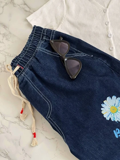 شلوار مام استایل جین بابونه کد 2081