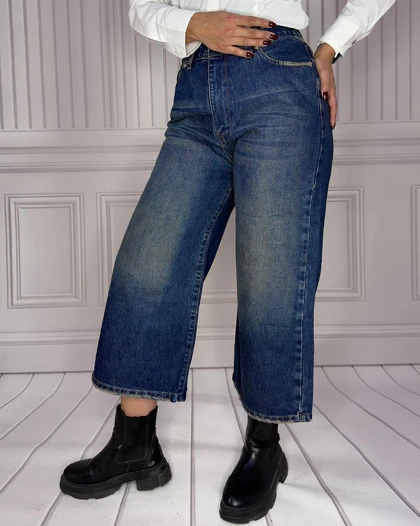 خرید شلوار جین واید لگ آبی تینت زنانه Women's Tint Blue Wide Leg Jeans کد 90702