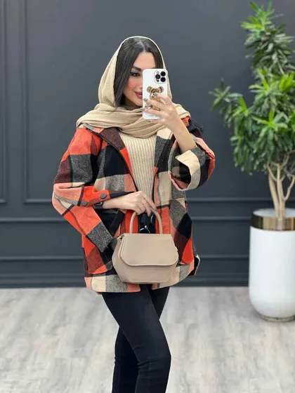 پالتو کلاه دار بغل دو دکمه
