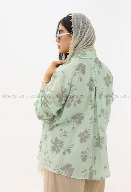 شومیز زنانه شیشه ای طرح دار کد1006079