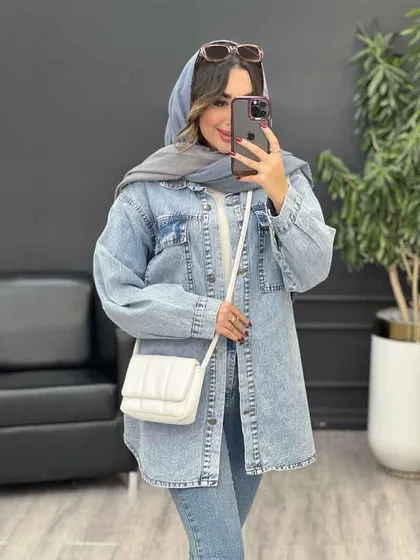 مانتو جین جیب پاکتی لاوین