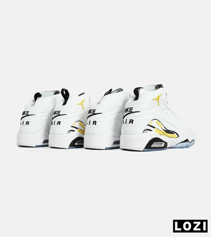 کفش کتانی ساق‌دار مردانه سفید زرد Nike air jordan 5 v02