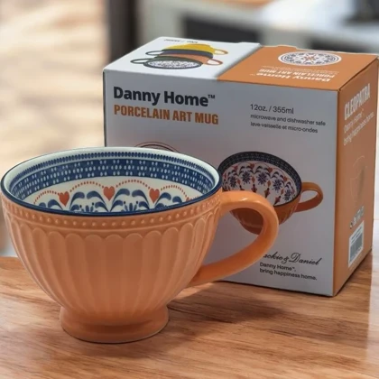 فنجان لته خوری طرح دار رنگی دنی هوم / BA54