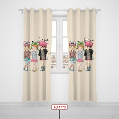 پرده پانچی اتاق کودک برند مینوریا کیدز طرح دخترانه کد p-263