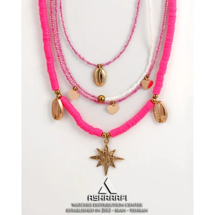 گردنبند فیمو صورتی Bead Necklace Pink