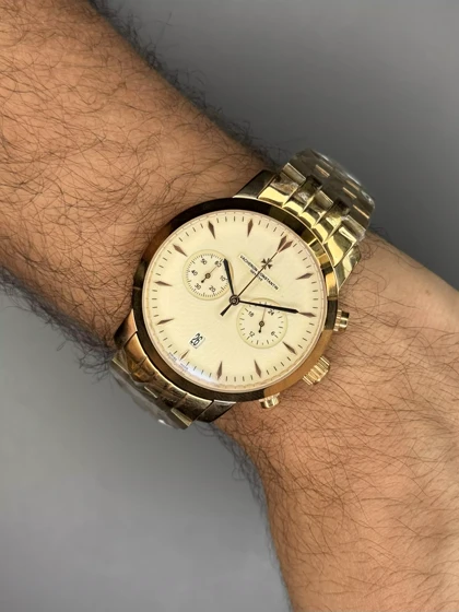 ساعت مچی وشرون کنستانتن کورنوگراف بند رزگلد صفحه کرمی Vacheron Constantin Geneve