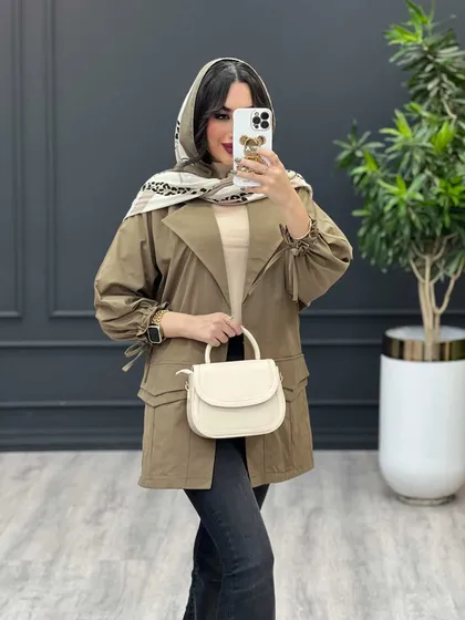 بارانی سرجیب دوبل آستین بنددار
