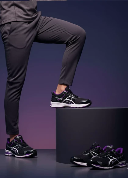 کفش ورزشی مردانه مشکی بنفش مدلRadman