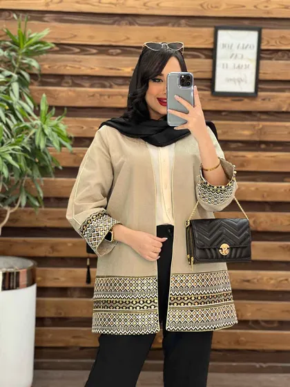 مانتو ژاکارد پولک دوزی