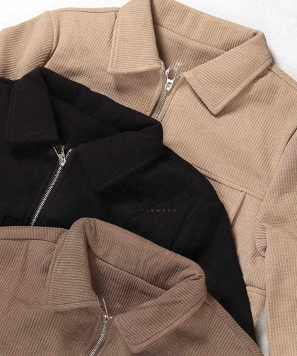 خرید کت کتان زیپ‌دار و داخل خز 2602