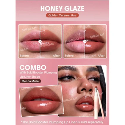 لیپ پلامپر حجم دهنده لب شیگلم مدل Bold Booster رنگ Honey Glaze