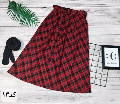 دامن چهارخونه پشمی قد 75 کد 50129